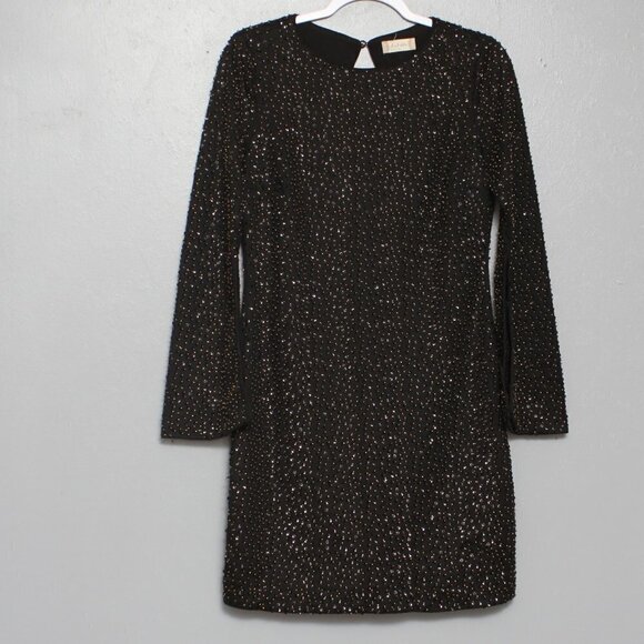 Altar’d State black long sleeve beaded sparkly Holiday dress - Picture 2 of 7